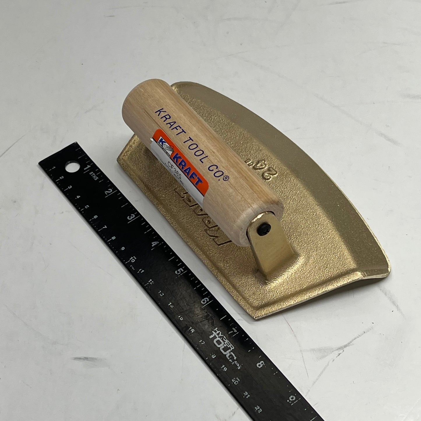 KRAFT TOOL Chamfer Tube Edger W/ Wood Handle Belt Polished 24" Dia Bronze CF385