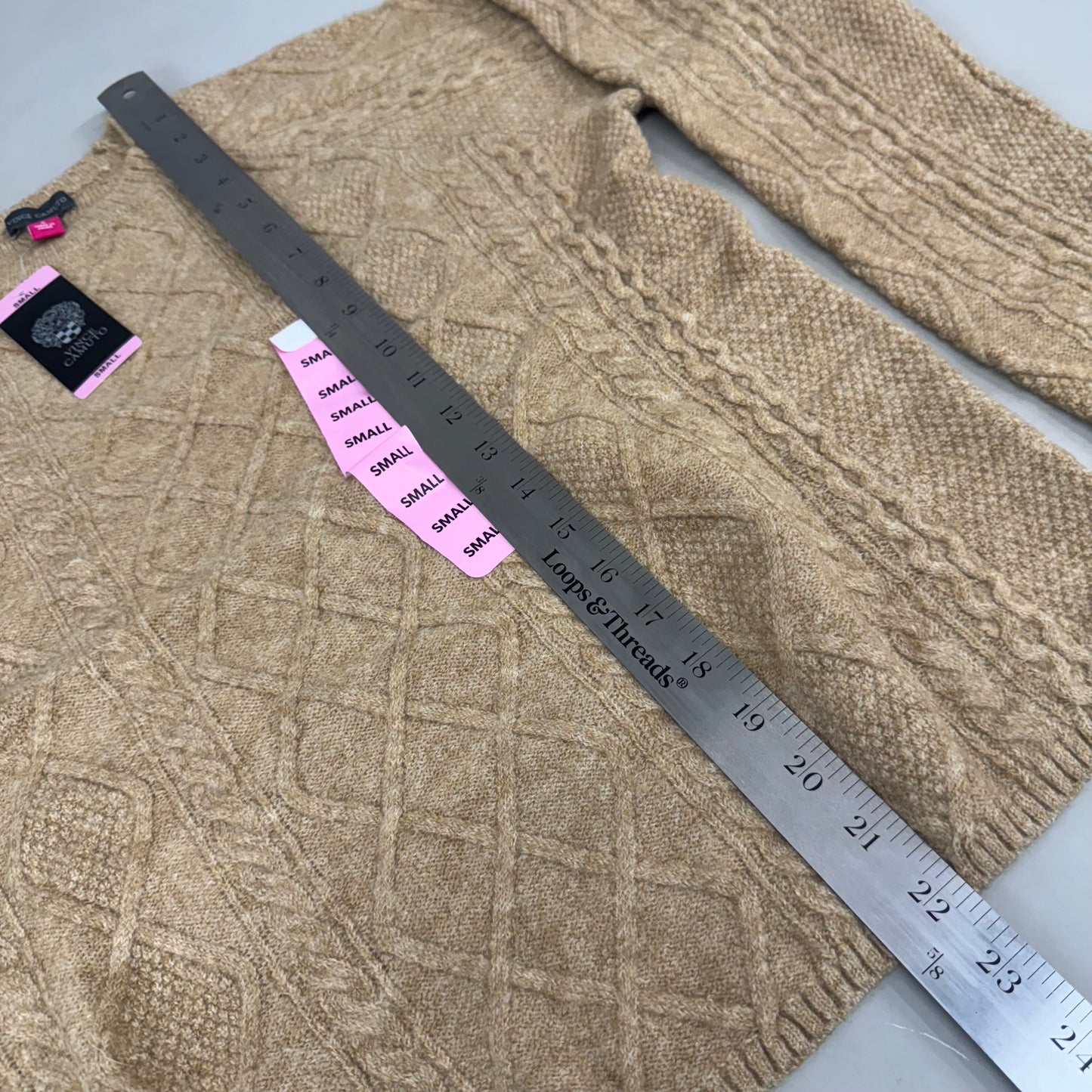 VINCE CAMUTO Cable Knit Sweater Women's Sz-S Latte Heather SC2895