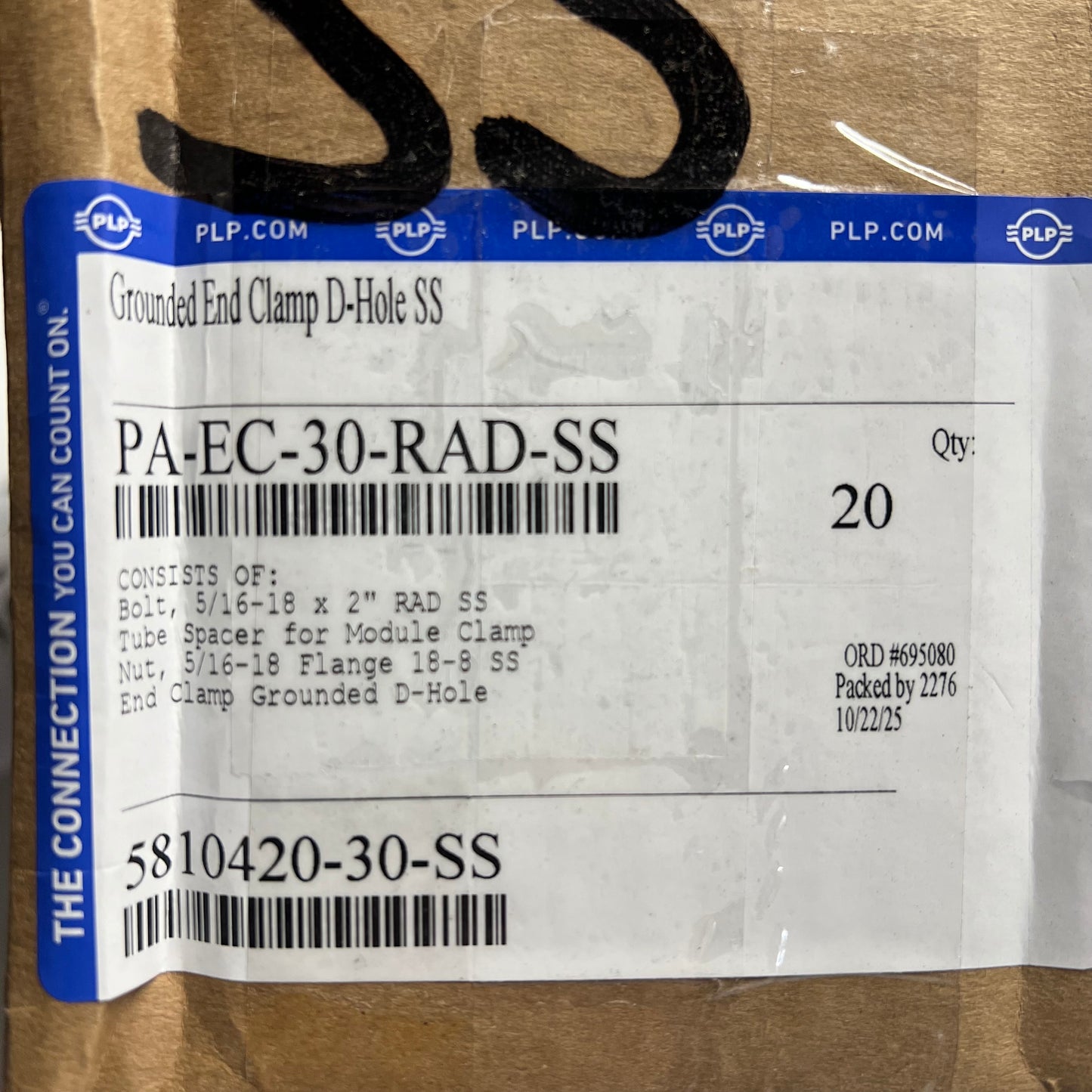 PLP (5 PACK) Preassembled Rad End Clamp Stainless Steel 35mm PA-EC-30-RAD-SS