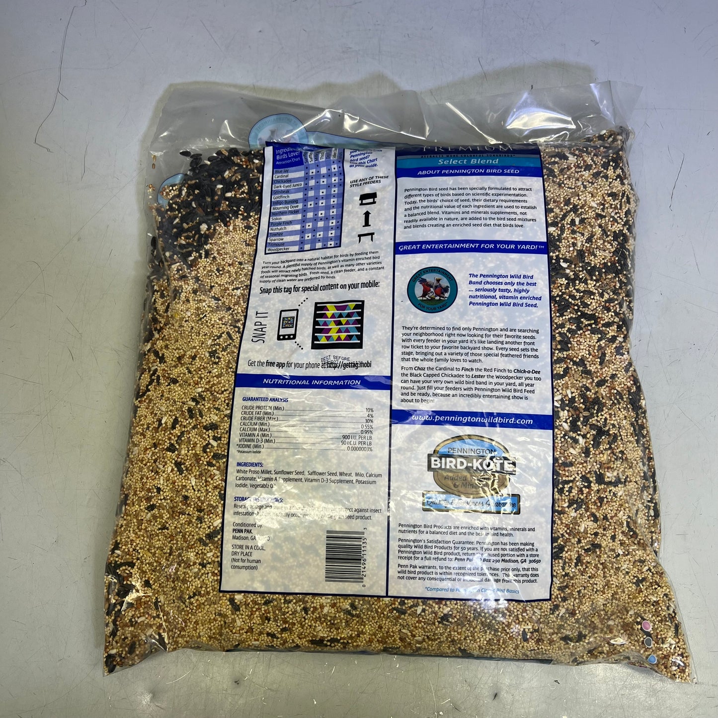 ZA@ PENNINGTON Premium Select Blend Bird Food Assorted Seeds 20 lb Bag