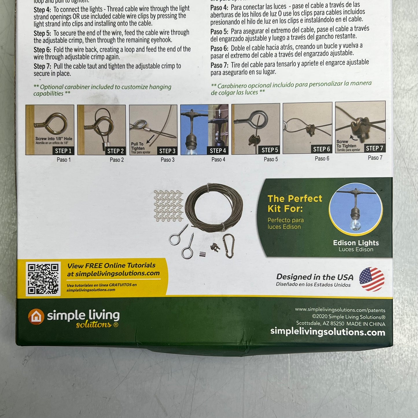 SIMPLE SOLUTIONS Outdoor Cable Wire Patio Light Kit 50' Cable Range 815050