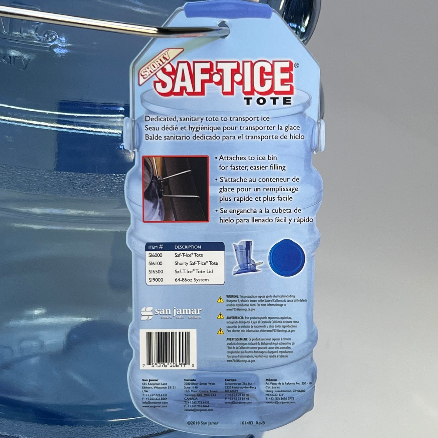 SAFTICE TOTE San Jamar Sanitary Tote to Transport Ice 5 Gal. SI6100