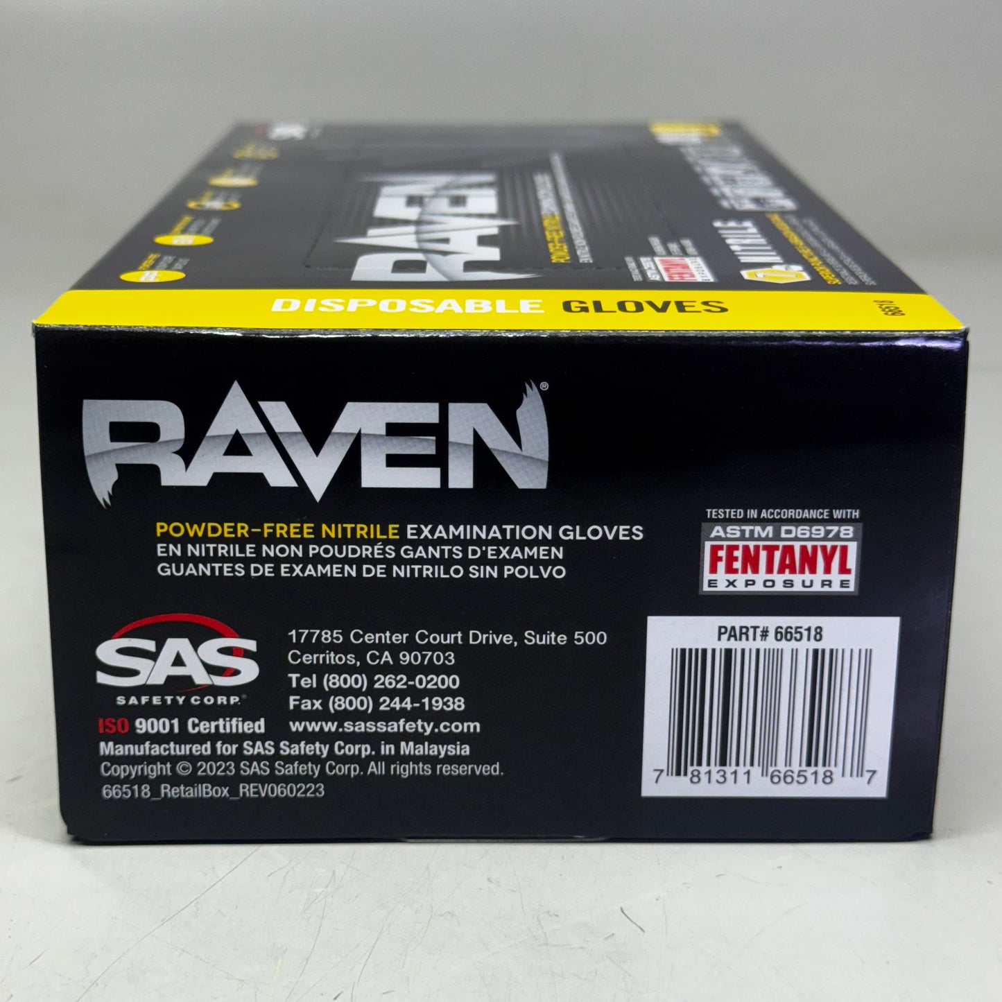 RAVEN (200 Gloves) Powder Free Nitrile Examination Gloves L Black 66518