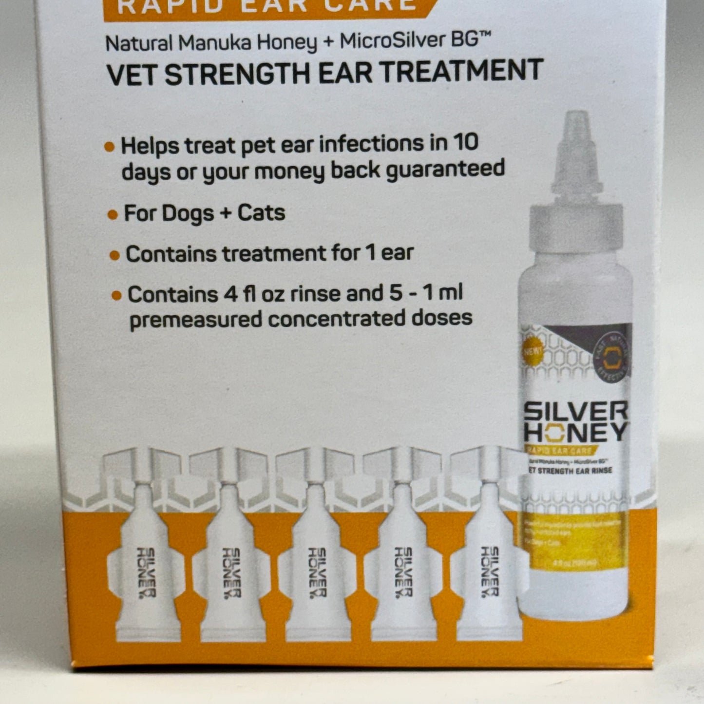 SILVER HONEY Rapid Ear Care 4fl oz 5-1 ml For Dogs and Cats BB 07/25