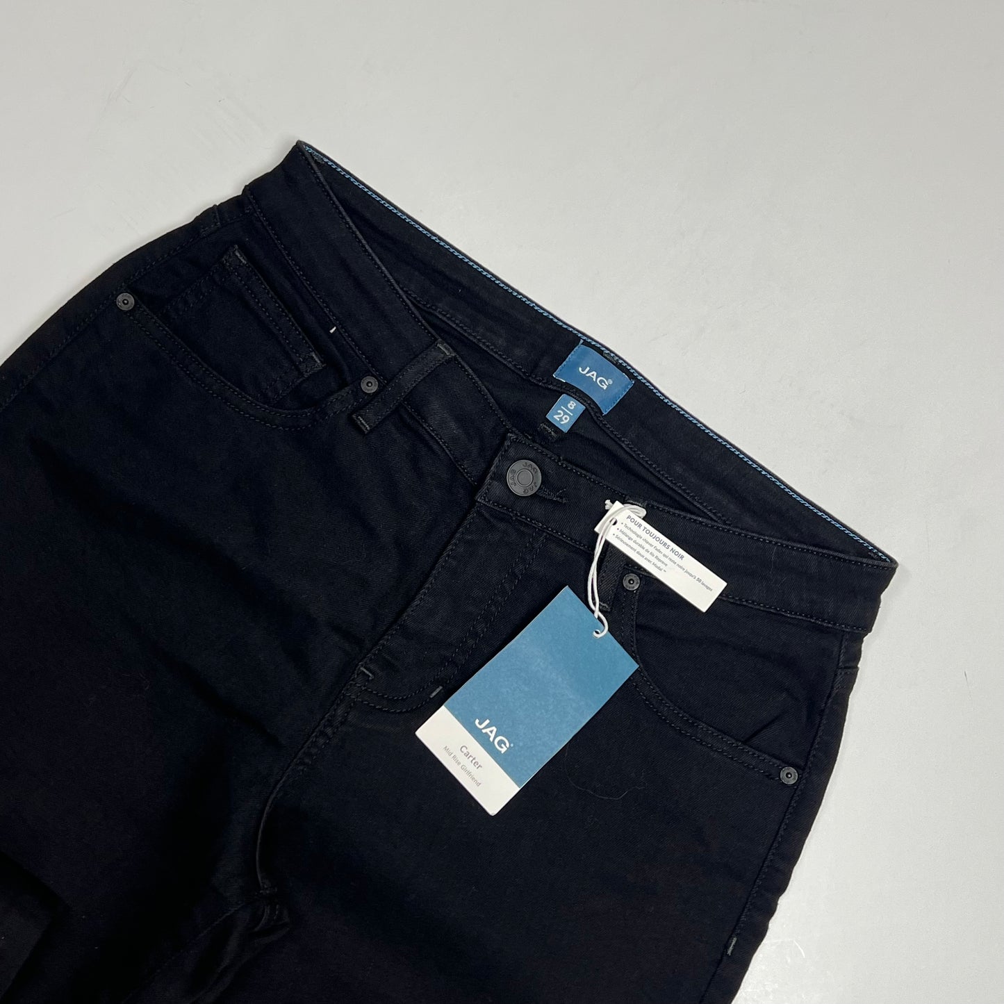 JAG Carter Mid Rise Girlfriend Pant Women's Sz 8 Black Void J2467459BKVD
