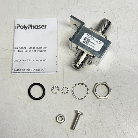 POLY PHASER Bulkhead Coaxial Rf Surge Protector 125MHz 1GHz DC Block IS-B50HN-C2