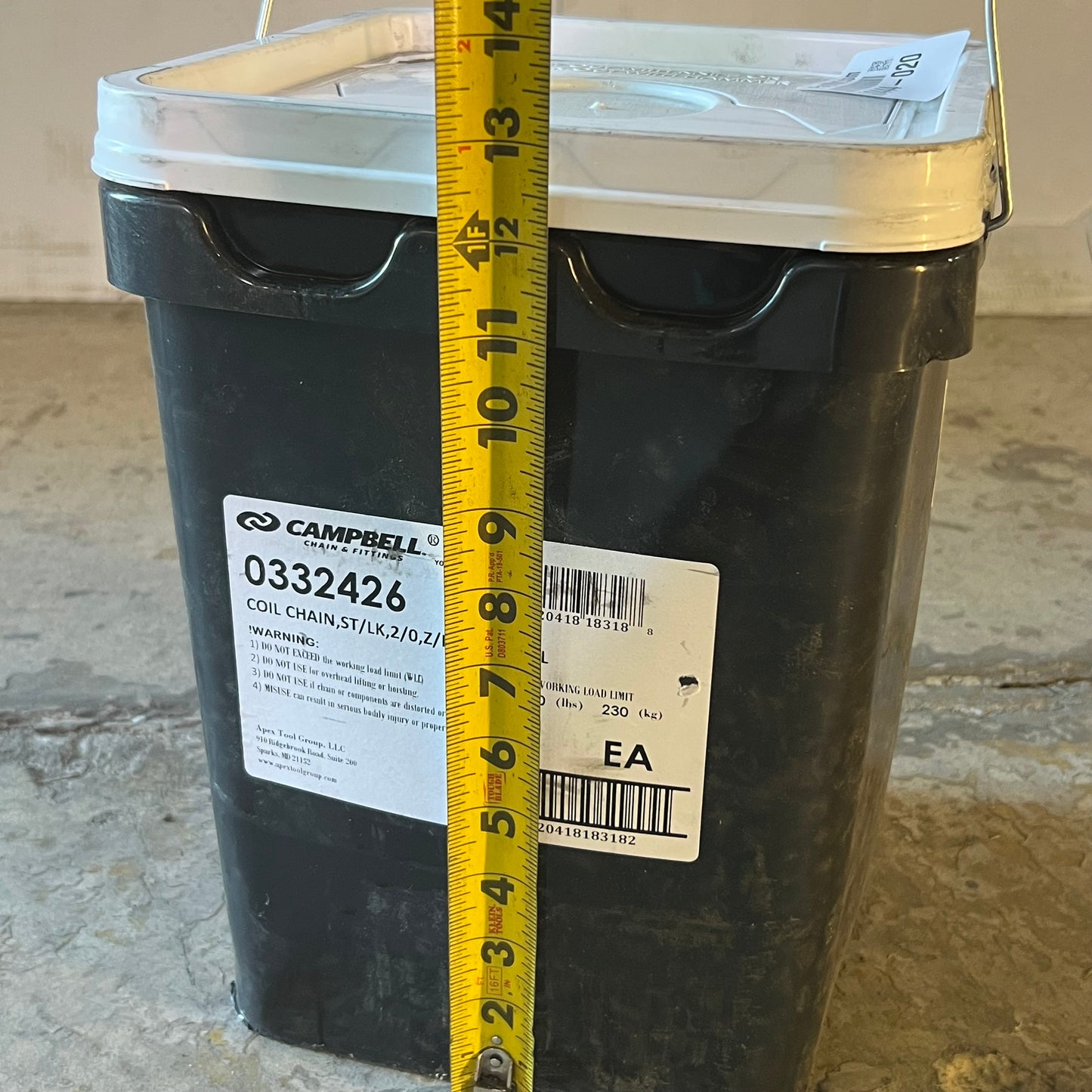 CAMPBELL Straight Link Coil Chain #2/0, 225 ft L, 520 lb Working Load 0332426