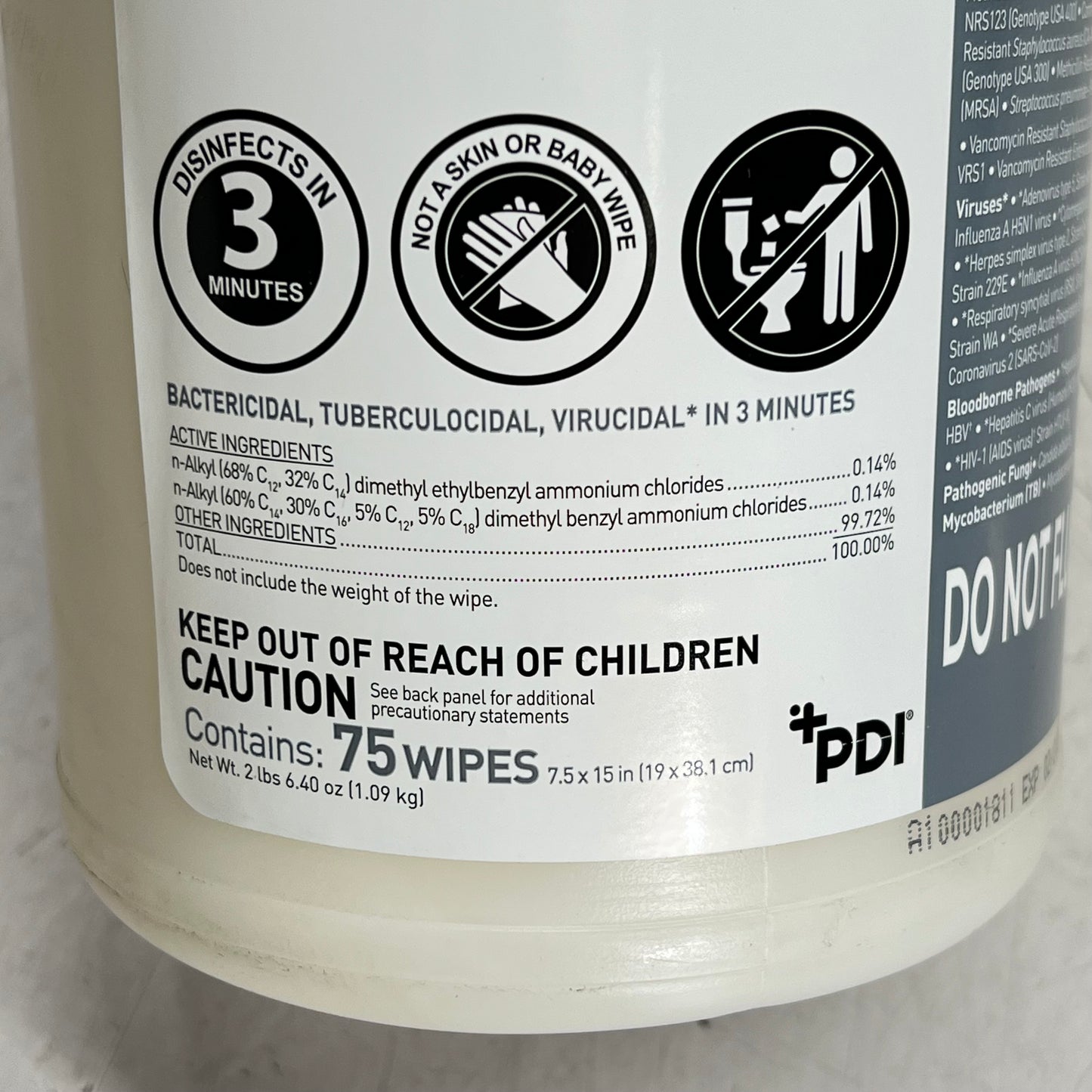 PDI (4 PACK, 75 EACH) AF3 Germicidal Disposable Sani-Cloth XL Wipes BB 02/28