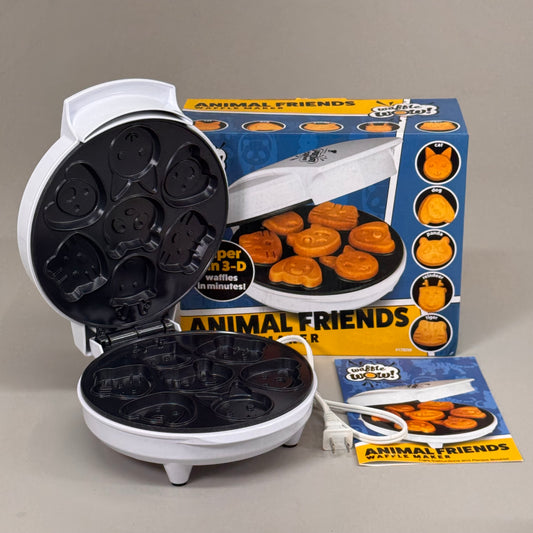 WAFFLE WOW Animal Friends Waffle Maker 3D Animal Waffles 11" x 9" White 1760W