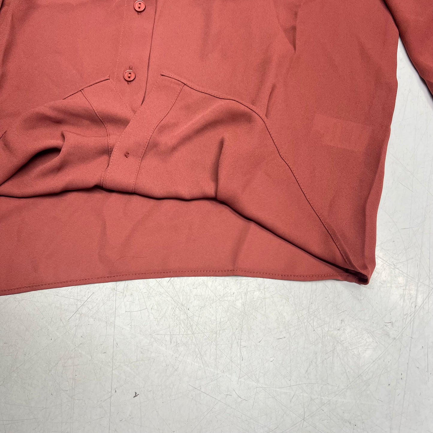 RW & CO Silky Long Sleeve Buttoned Down Blouse  Women's Sz S  Apple Butter