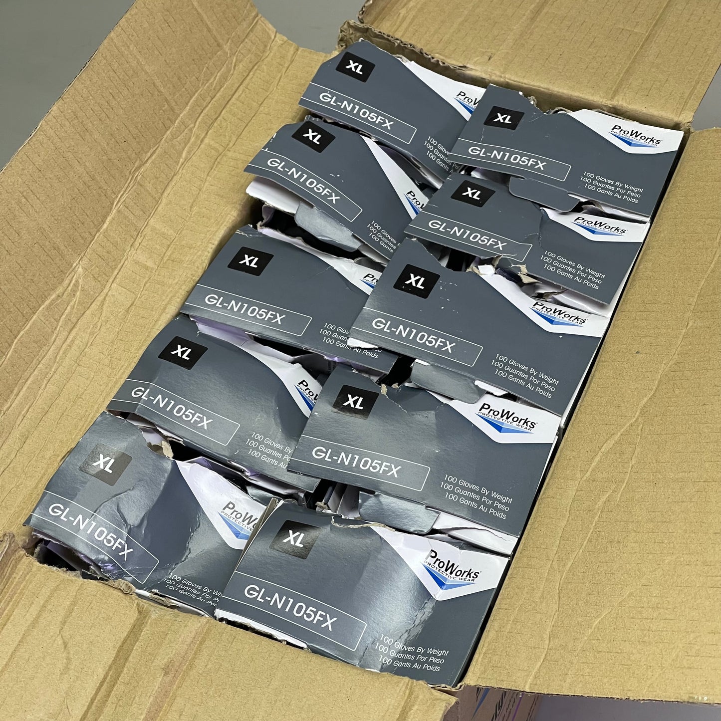 PROWORKS (1000 PACK) GrizzlyNite Powder Free Nitrile Examination Gloves XL Black GL-N105FX