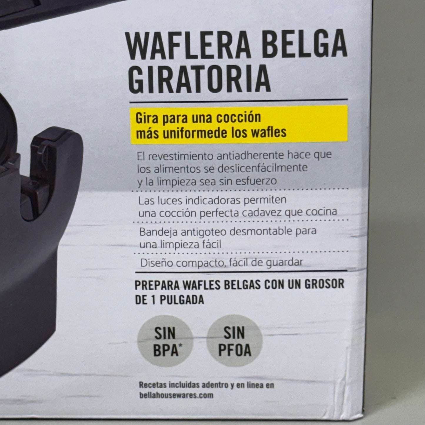 BELLA Compact Rotating Belgian Waffle Maker BPA FREE Stainless Steel As-is