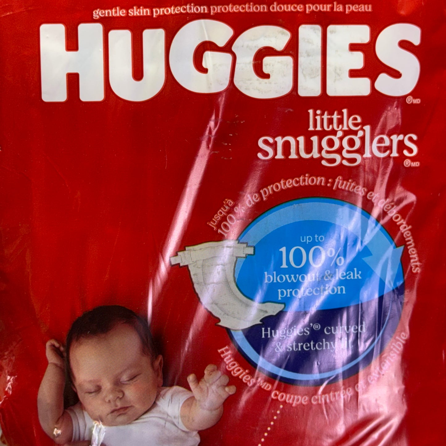 HUGGIES (62 DIAPERS) Little Snugglers Diaper Unisex Newborn, White