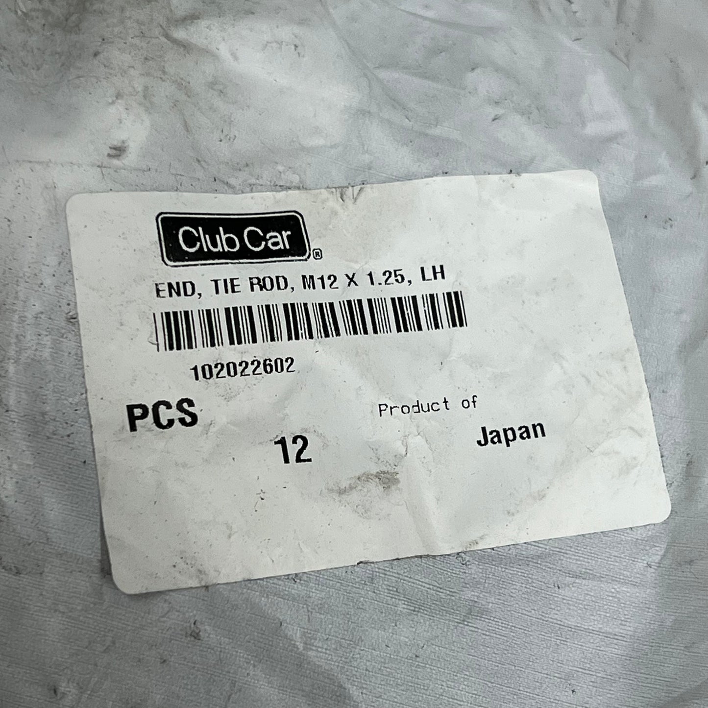 CLUB CAR Genuine OEM Tie Rod End LH M12 X 1.25 102022602