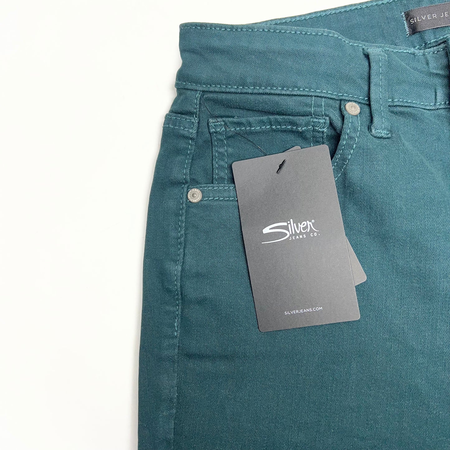SILVER JEANS CO. Isbister High Rise Skinny Jeans Women's Sz 27/29 Emerald Green