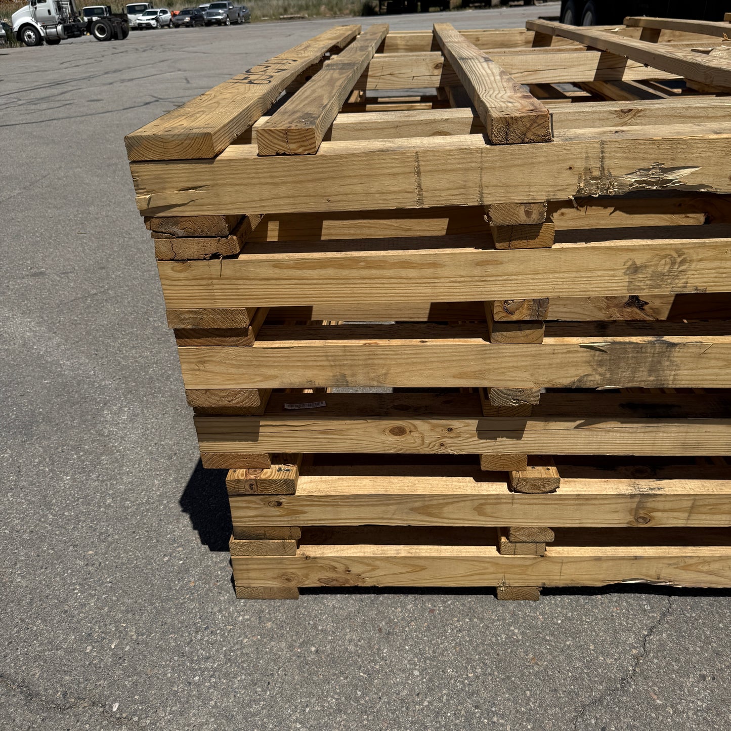 ZA@ Stack of 6 Wood Jumbo Pallets 126”x88” (AS-IS)