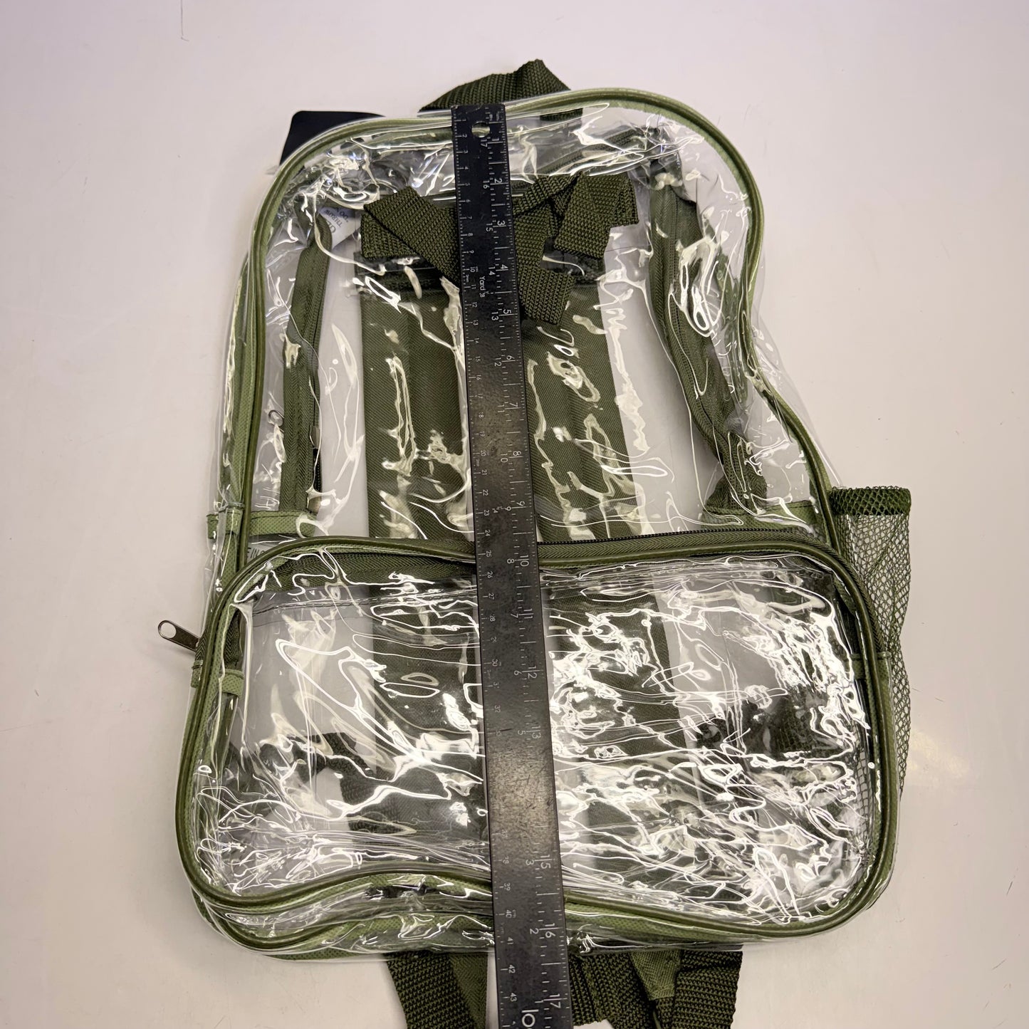 BWAP 17" Clear Plastic Backpack 17" x 12" x 6" Color Olive Green BP1643