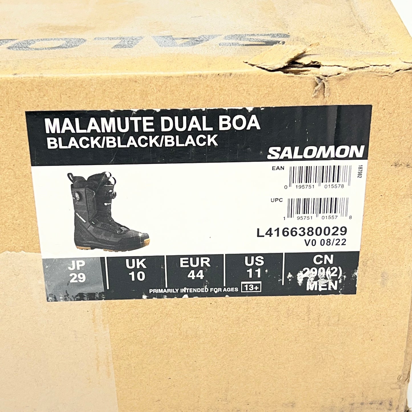 ZA@ SALOMON Malamute Dual Boa All Mountain Snowboard Boots Men's Sz 11 Black (As-Is)