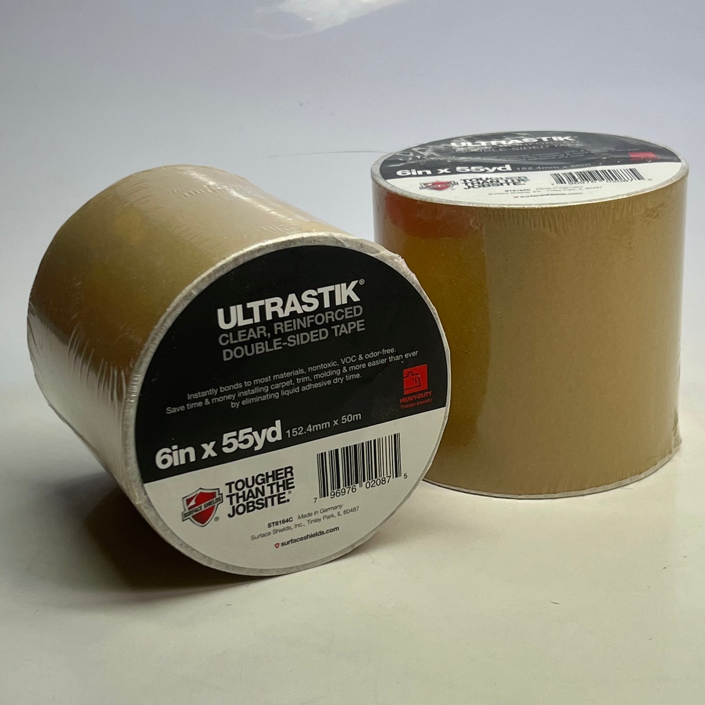ULTRASTIK (2 Rolls) Clear, Reinforced Double Sided Tape Sz 6" x 55 yd. ST6164C