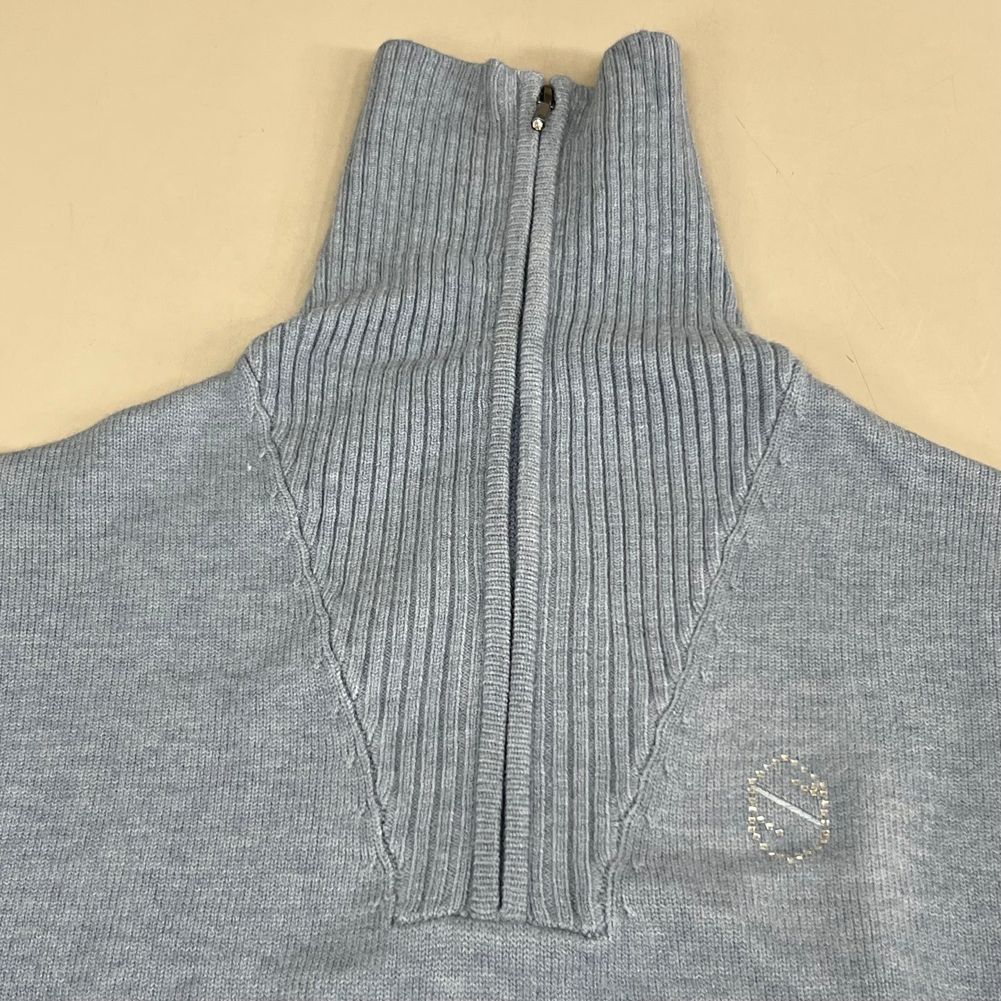 SAMSHIELD Suzanne Equestrian Quarter Zip Sweater Women's Sz S Washed Blue