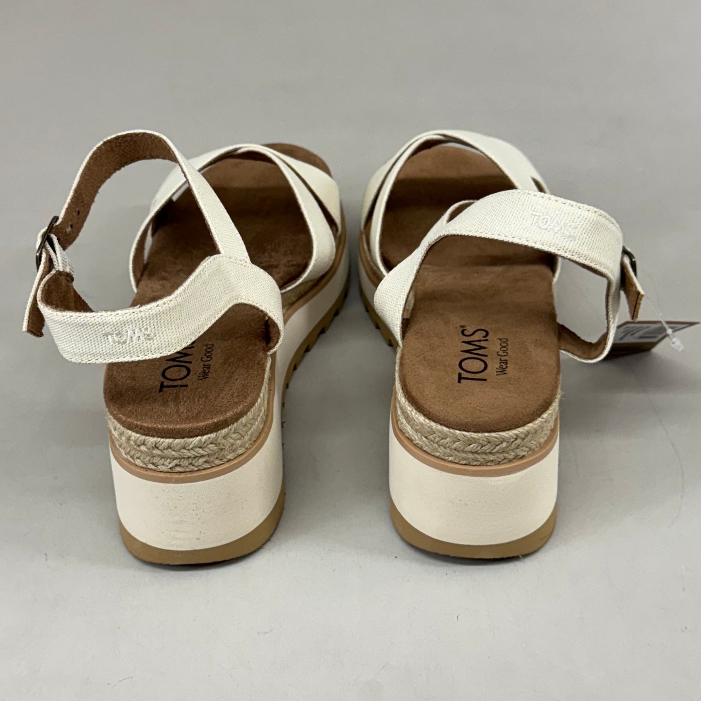 TOM'S Noelani Platform Wedge Sandals Women's Sz 9 EU40 Natural/Gold  10022418