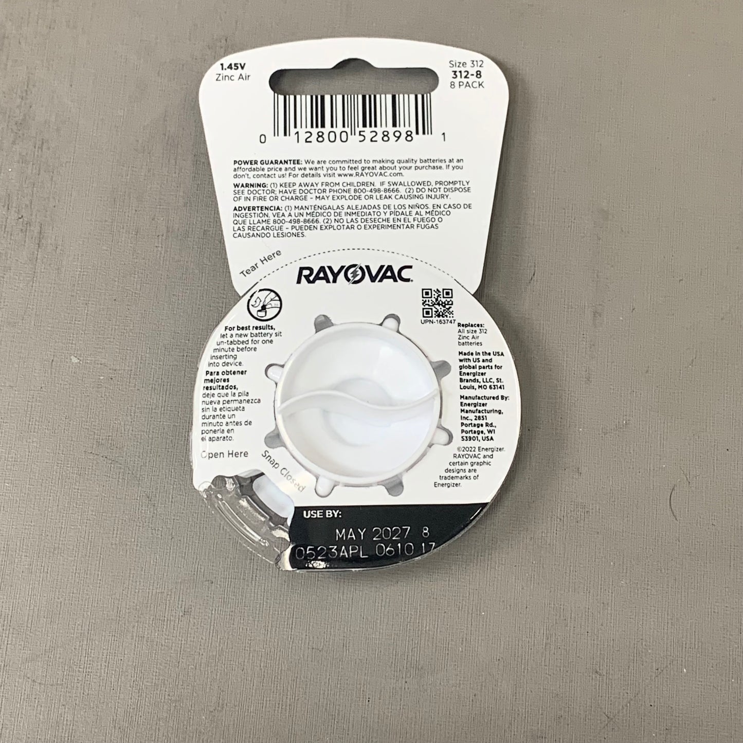 ENERGIZER (2 PACK, 8 BATTERIES EACH) Rayovac Hearing Aid Batteries Sz 312 312-8