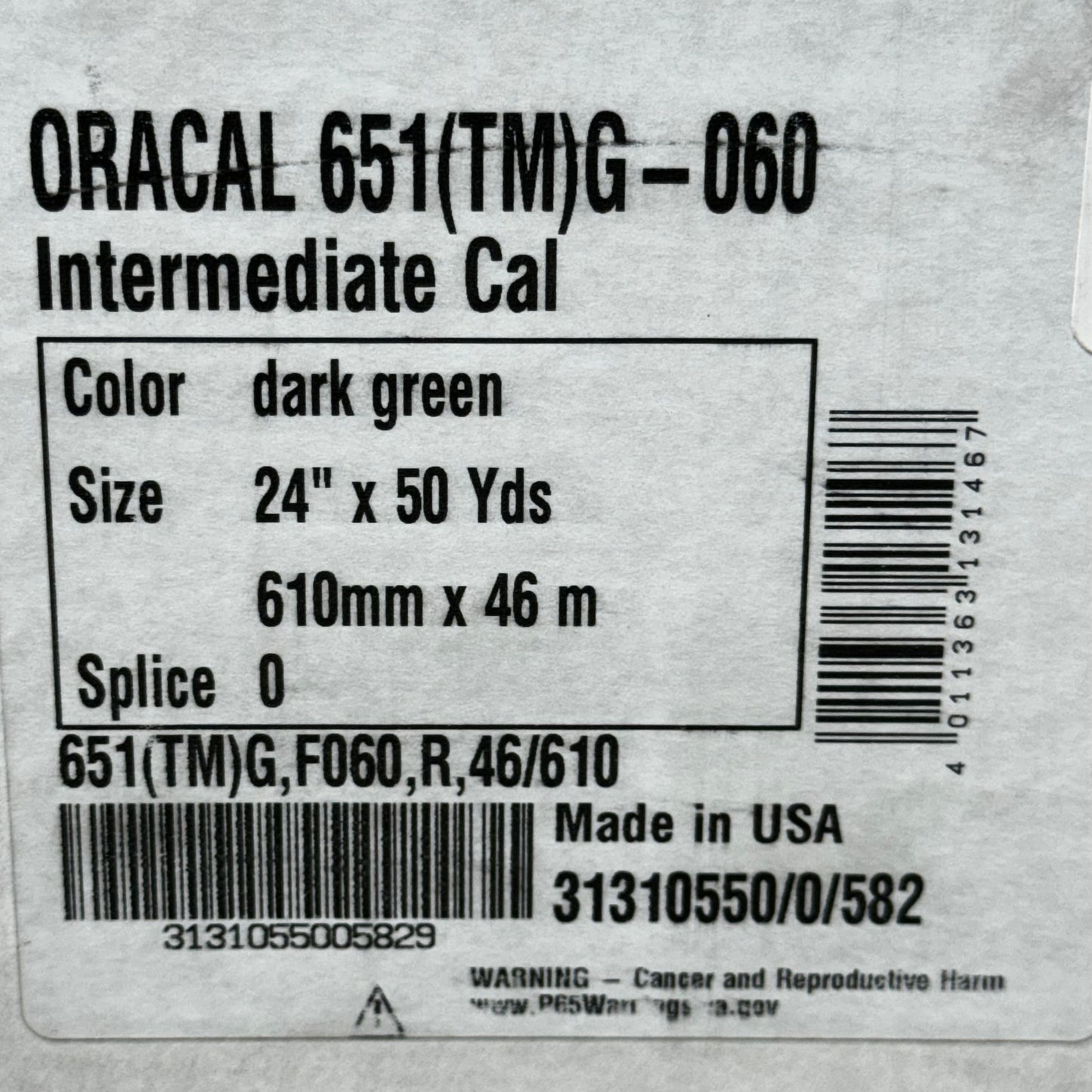 ORAFOL 651 Permanent Adhesive Vinyl 24"X50Yds2.5mil Thick DarkGreen 651(TM)G-060