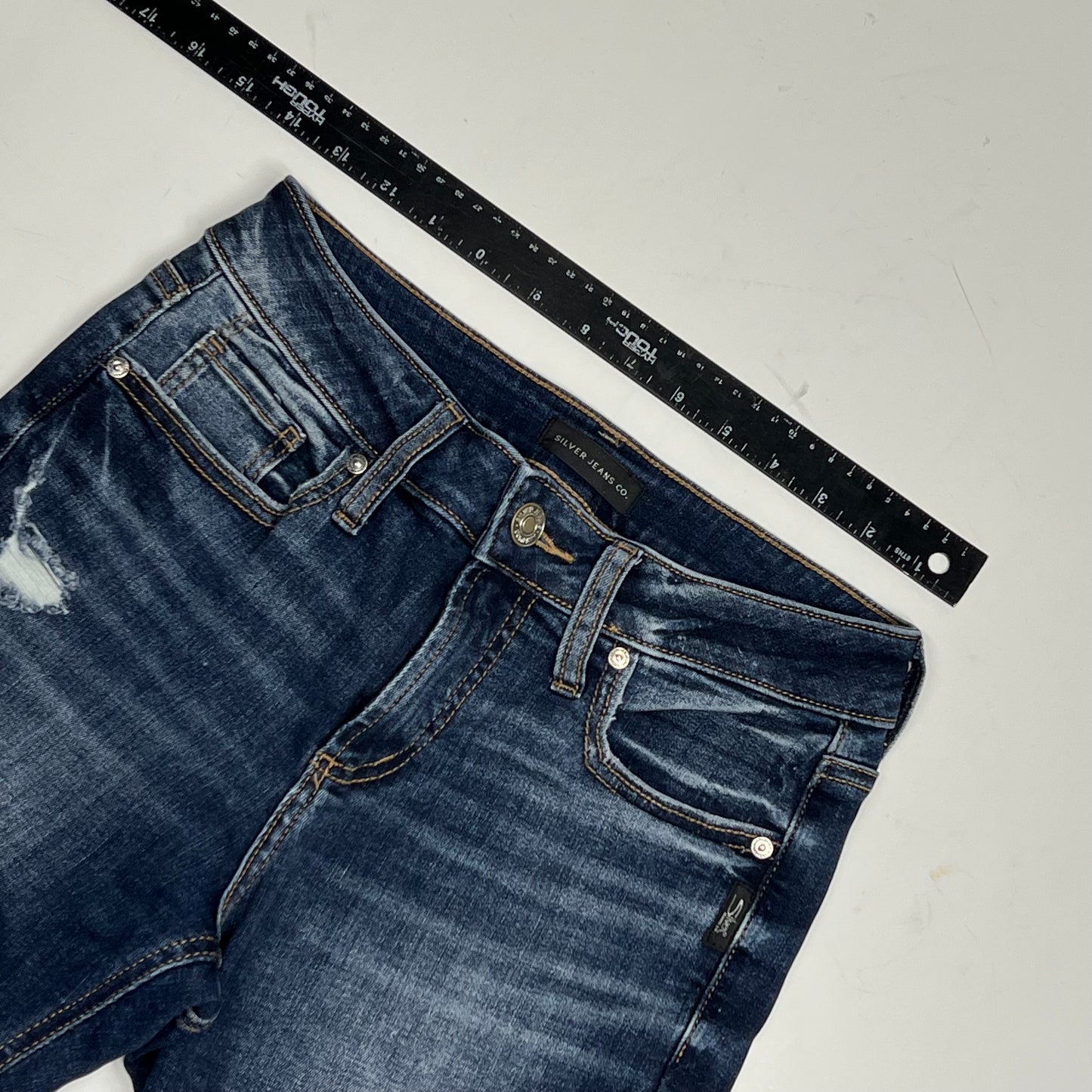 SILVER JEANS CO Distressed Suki Skinny Jeans Women's Size 27/27 Dark Indigo