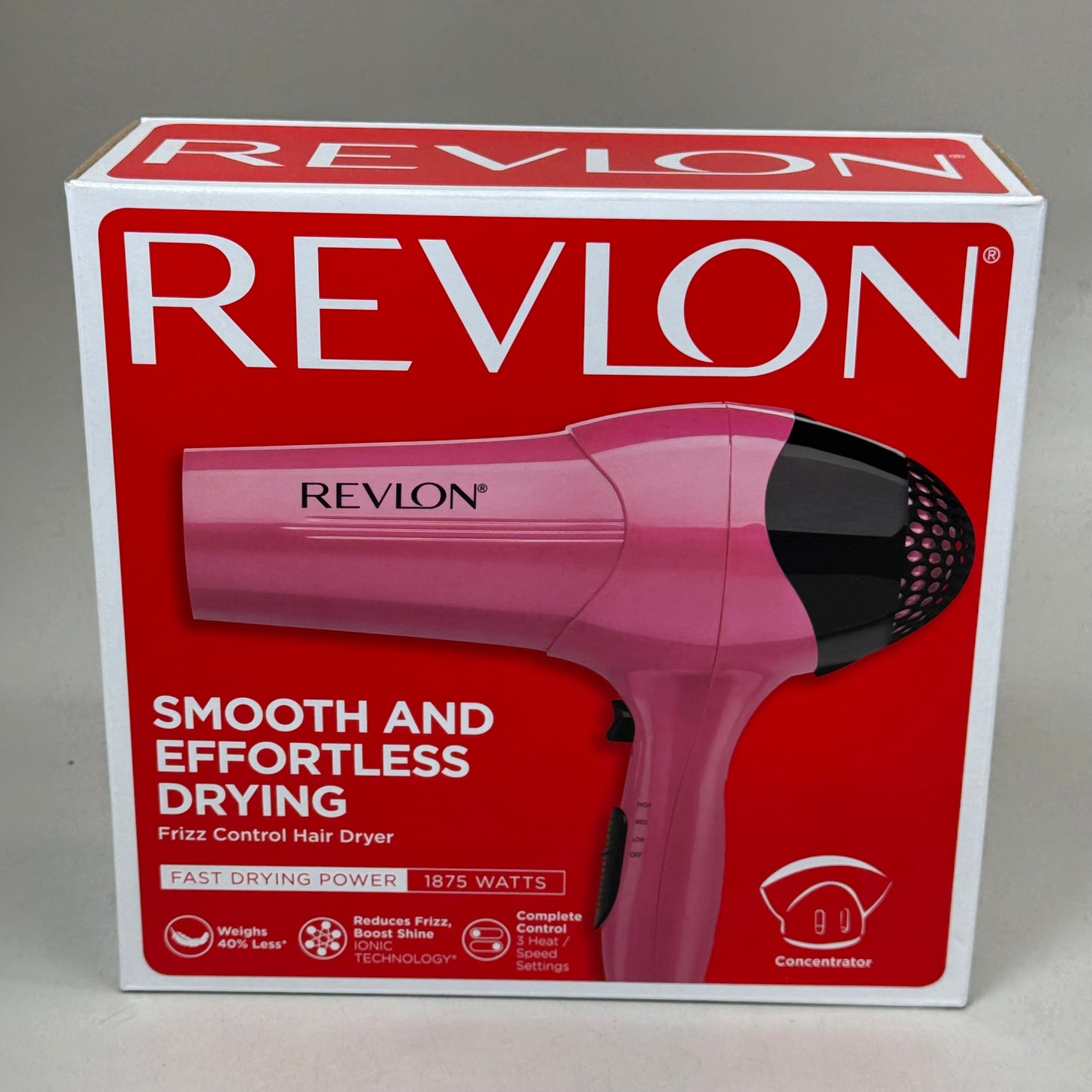 REVLON Smooth and Effortless 1875W Ionic Hair Dryer Berry RV474