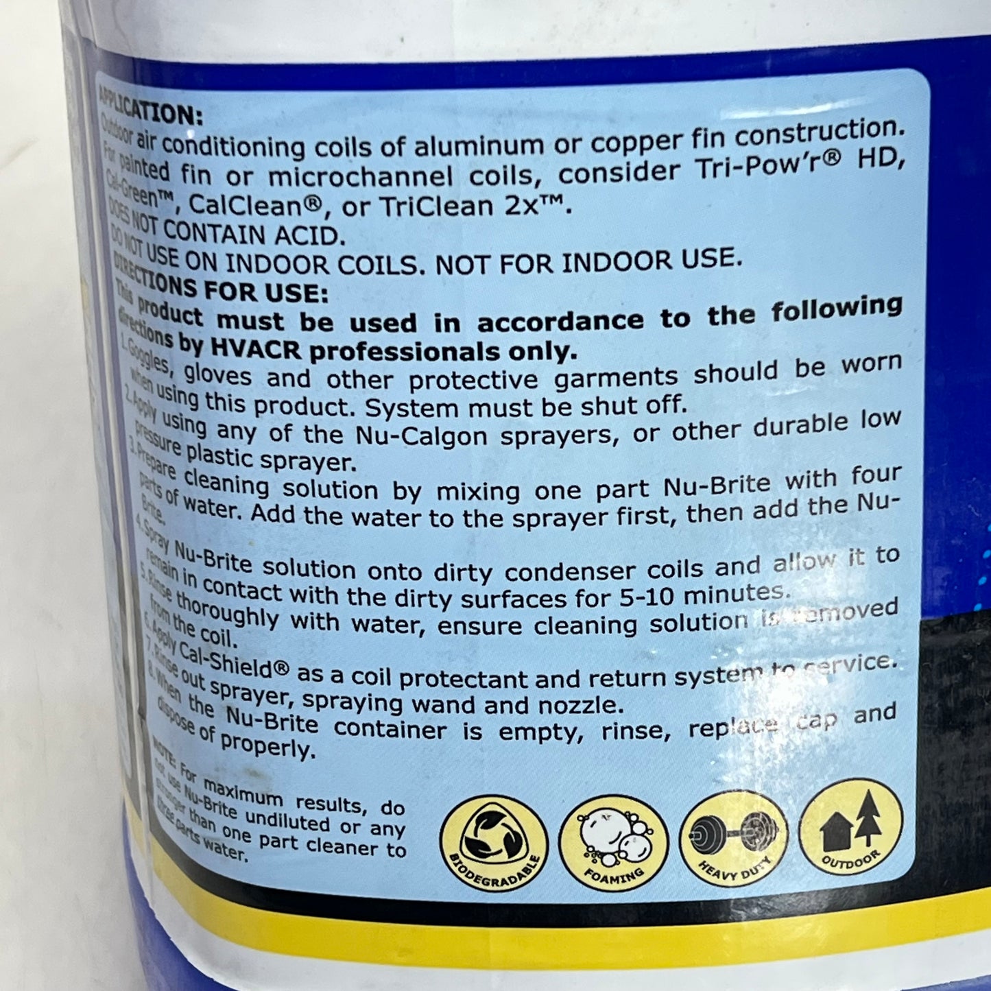 NU-CALGON Nu-brite Condenser Coil Cleanser Foaming Detergent  1 Gal Blue 4291-08