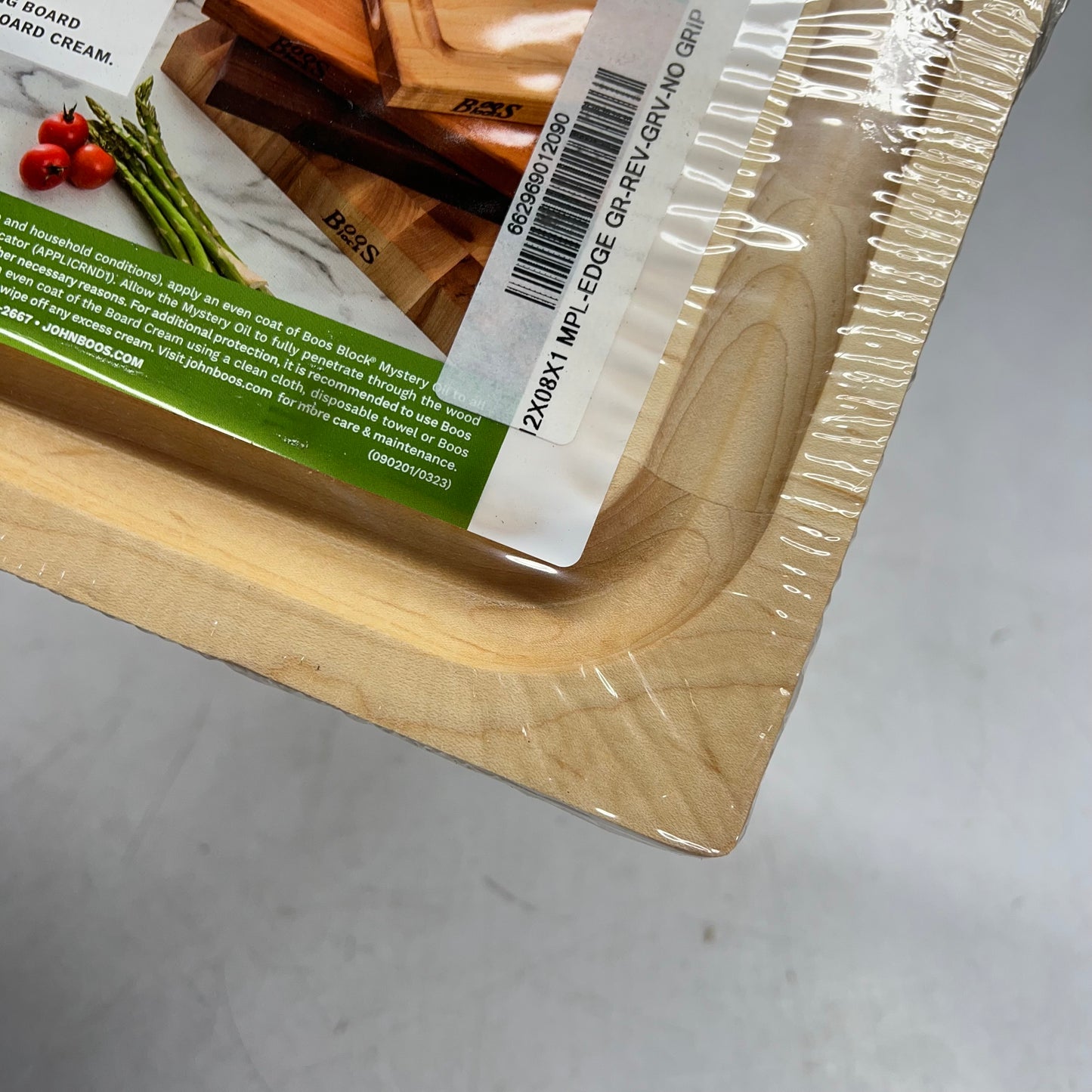 JOHN BOOS Cutting Board Thick Edge Grain Grooved 16"W X 10"D X 1-1/4" Tan
