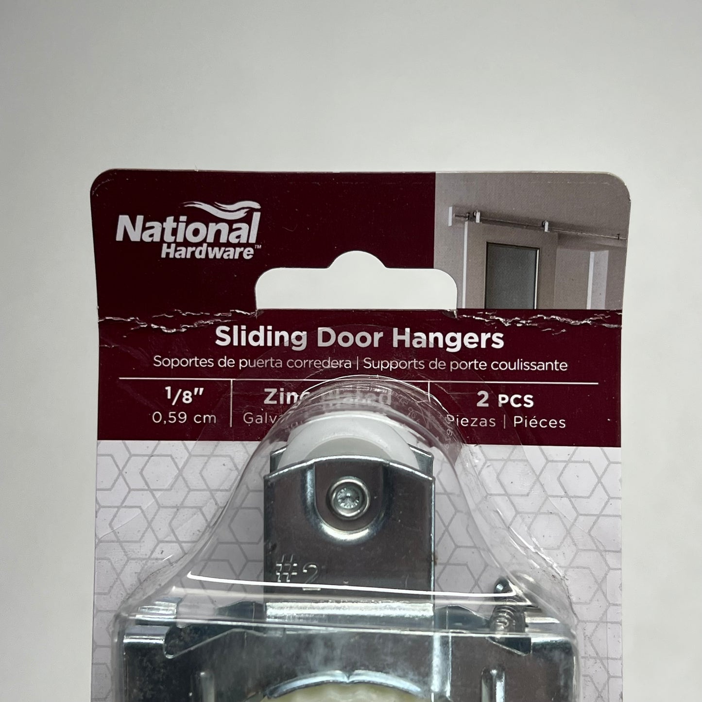 NATIONAL HARDWARE (2 PACK) Sliding Door Hanger 1/8" Offset Silver Zinc Plated