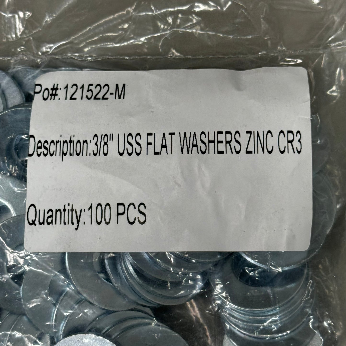 PHD MANUFACTURING (500 PEICE) 3/8" USS Flat Washers Low Carbon Zinc CR3 121522-M