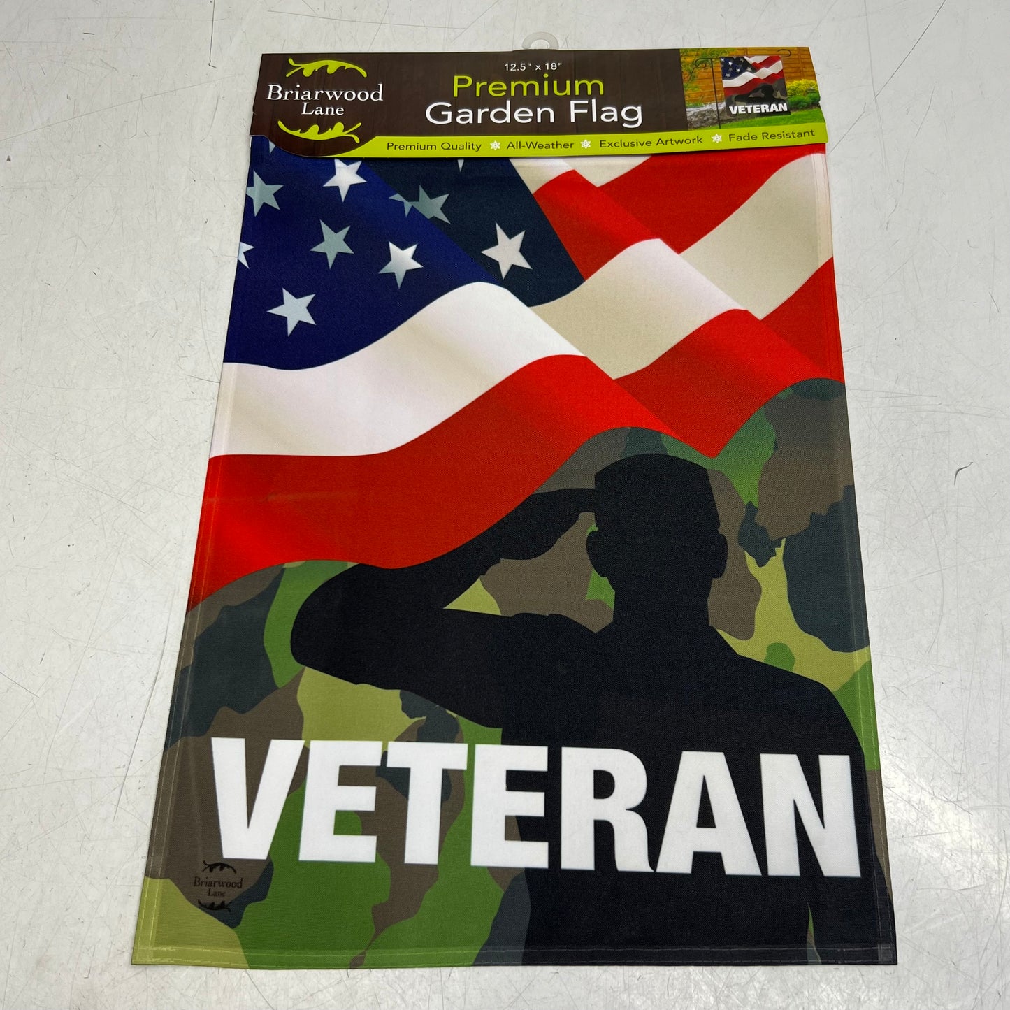 BRIARWOOD LANE Veteran Military Garden Flag Sz 12.5" x 18" Red & White G01604