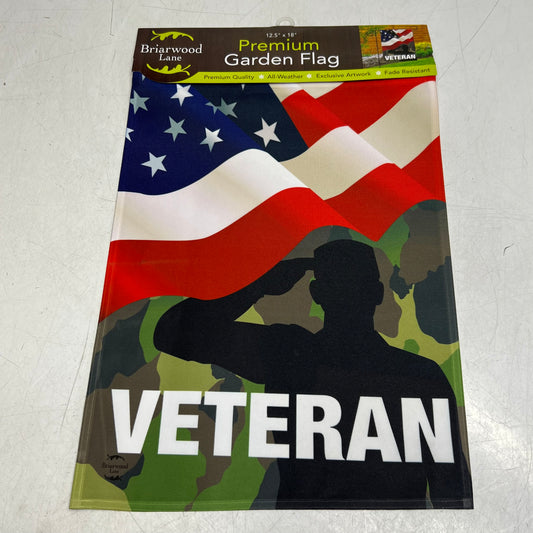 BRIARWOOD LANE Veteran Military Garden Flag Sz 12.5" x 18" Red & White G01604
