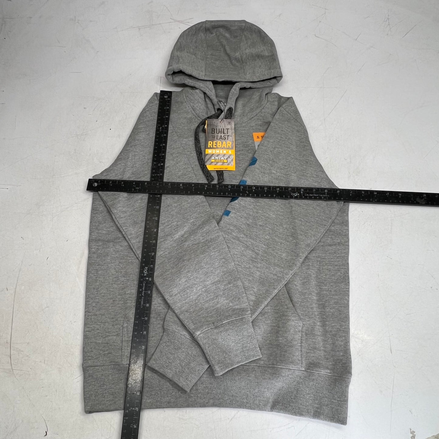 ARIAT Embroidered Rebar Graphic Hoodie Women's Sz M Heather Grey 10037619