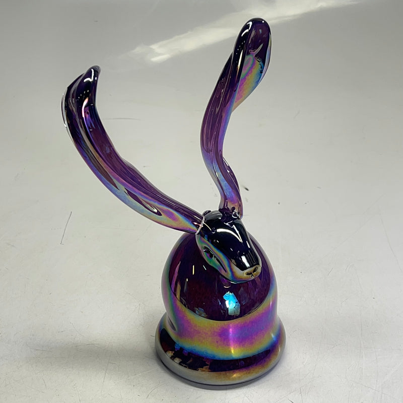 HUNT SLONEM Hand Blown Bunny Scuplture  13" L Rainbow Chromatic Hue