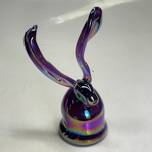 HUNT SLONEM Hand Blown Bunny Scuplture  13" L Rainbow Chromatic Hue