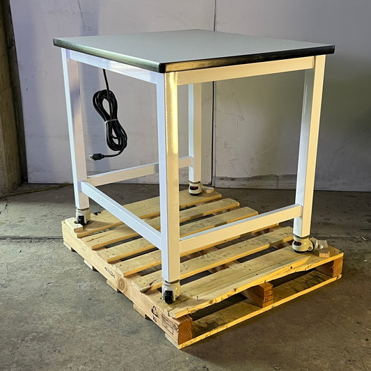 BENCH-TEK Table W/Power & Wheels Sz 36"L x 30"W x 34"H, White