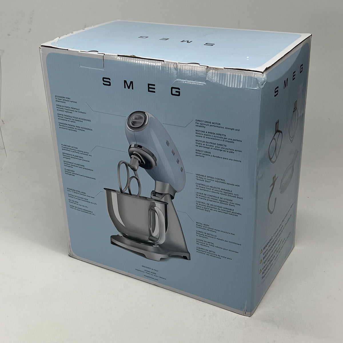SMEG Kitchen Stand Mixer Full Color 50's Style 600w Glossy Silver SMF03PBEU