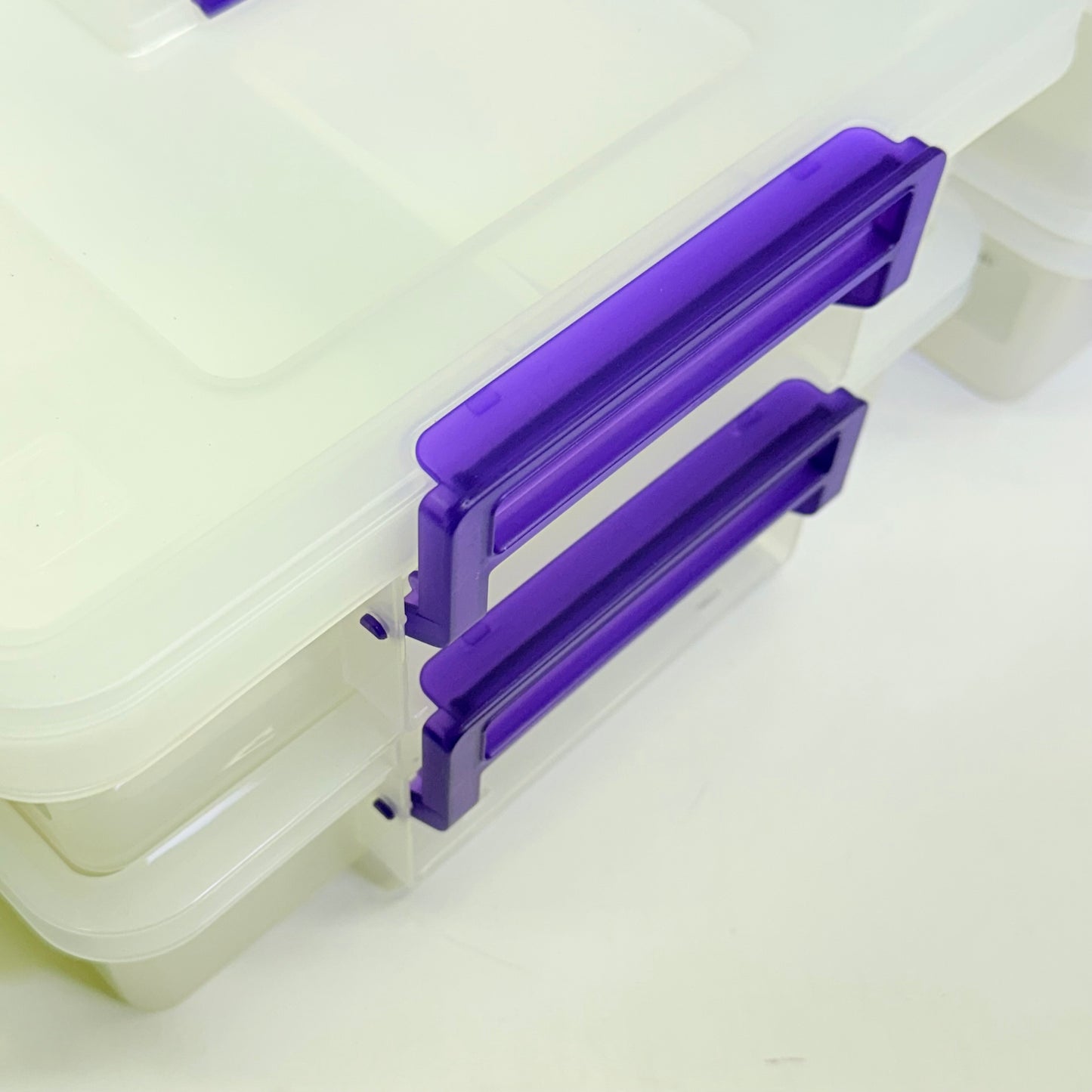 IRIS (2 PACK) Large Modular Latching Box - Purple Handle 14.8"L x 11"W  Clear