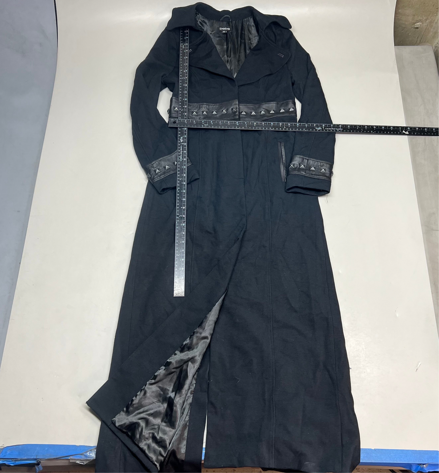 BEBE Studded Leather Button Closure Jacket Women's Sz M Black (Pre-Owned)