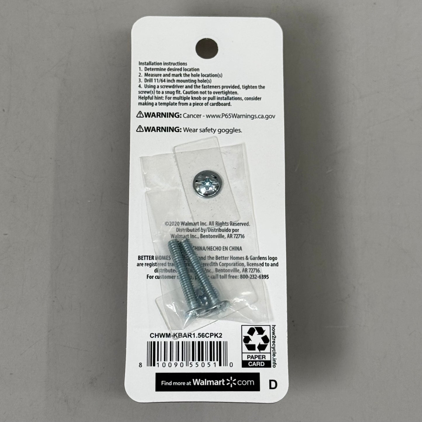 BETTER HOMES & GARDENS (4 PACK, 2 KNOBS EACH) Bar Knob 1-9/16" Polished Chrome