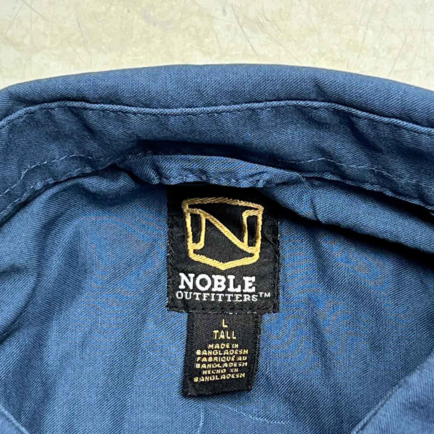 NOBLE OUTFITTERS Long Sleeve Weathered Work Shirt Men's Sz L-T Steel Blue 11049