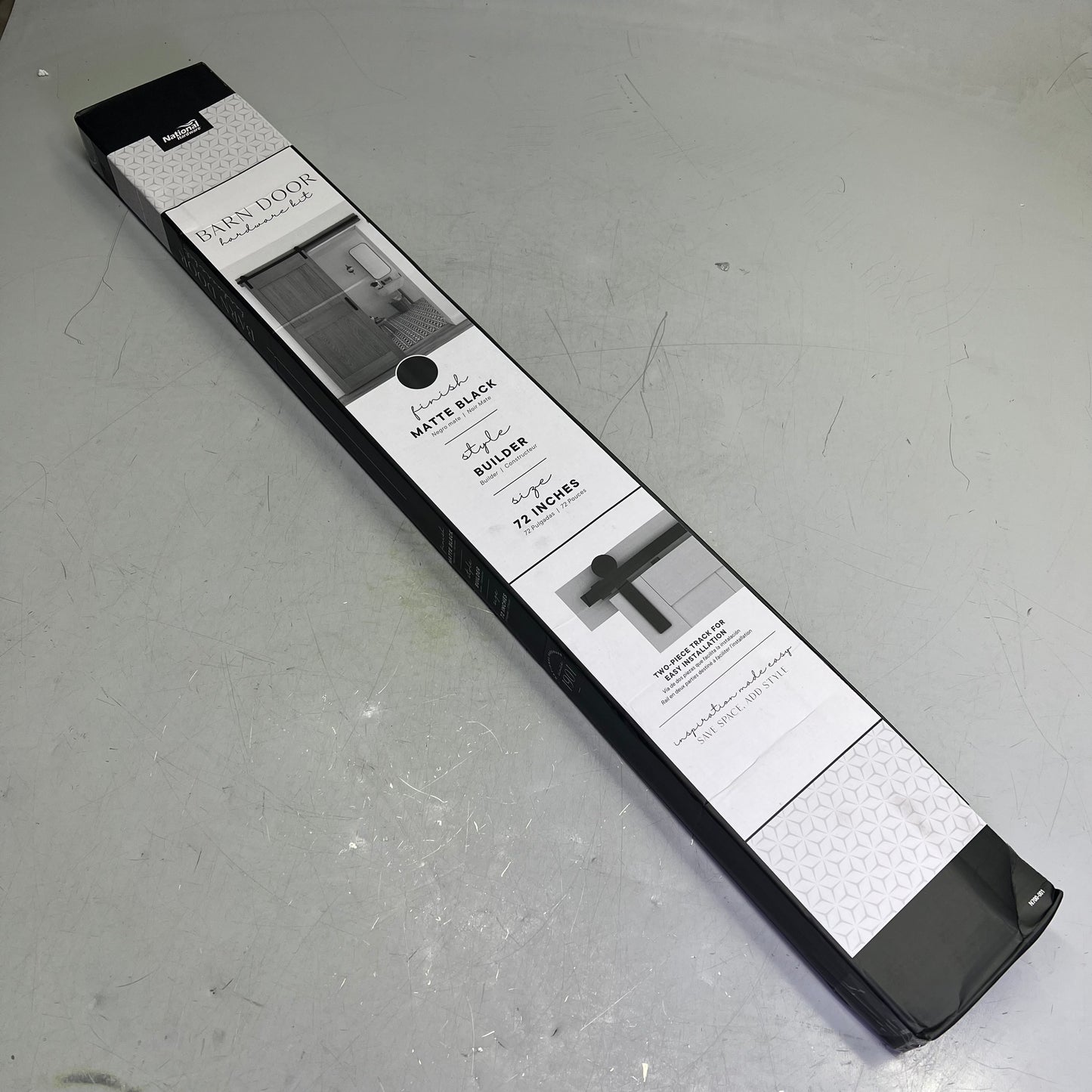 NATIONAL HARDWARE Steel Builder Barn Door Kit 72" L Track Matte Black N700-001