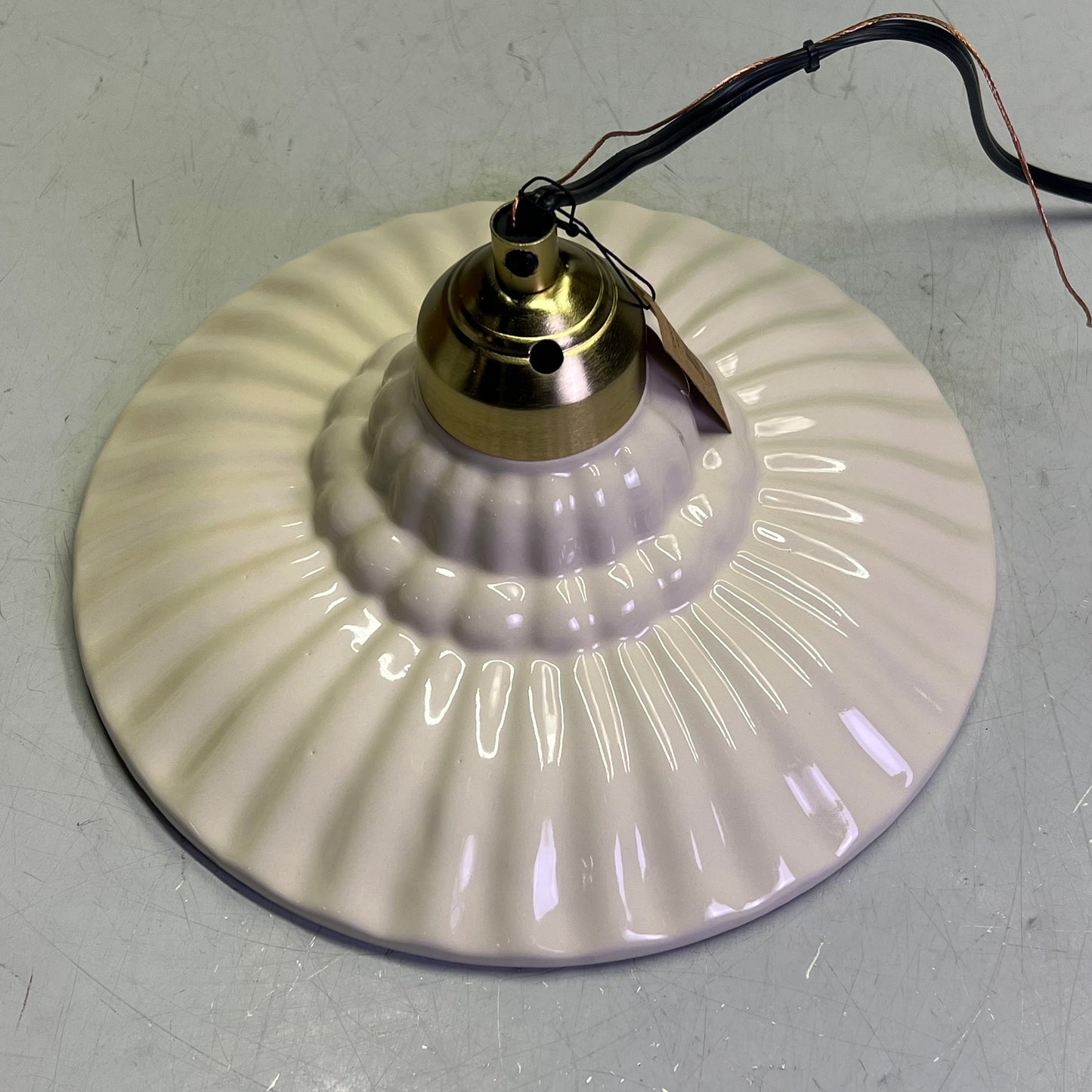 CREATIVE CO OP Elegant Stoneware Pleated Pendant Lamp 40-Watt Cream DF9520
