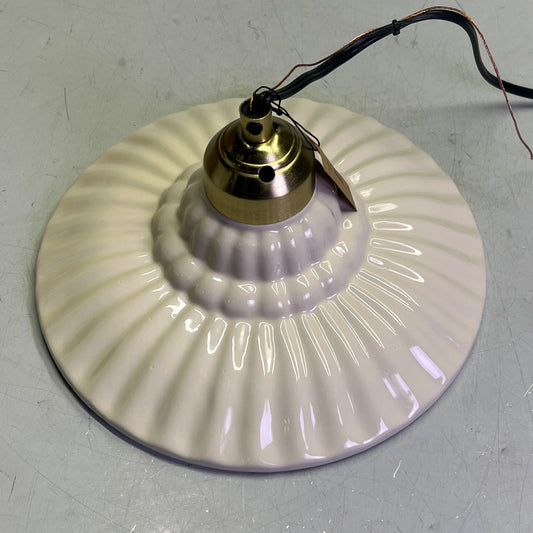 CREATIVE CO OP Elegant Stoneware Pleated Pendant Lamp 40-Watt Cream DF9520