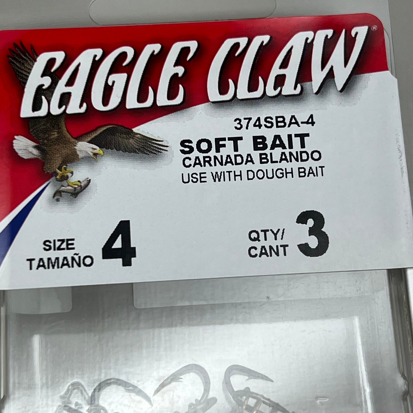 EAGLE CLAW (5 PACK) Soft Bait w/ Spring Treble Hook Bronze/Gold #4 3pc 374SBA-4