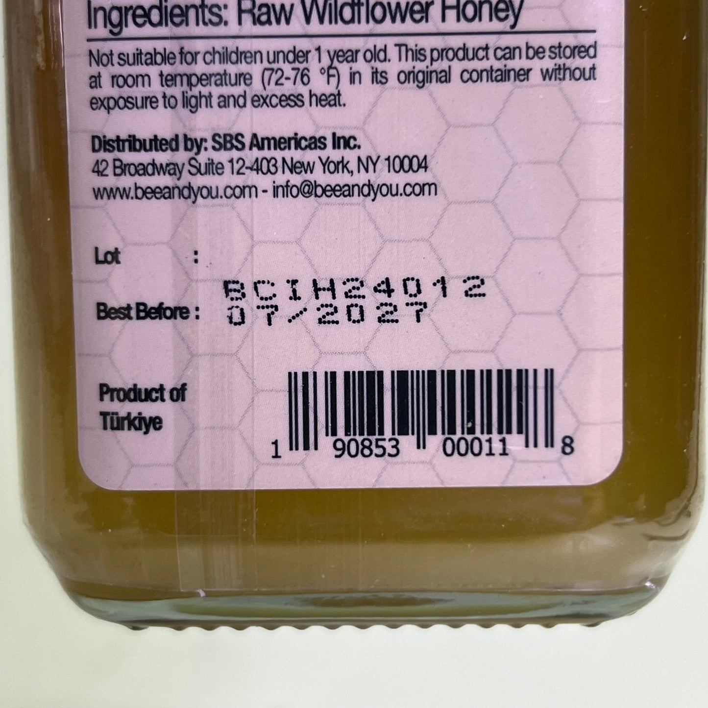 BEE & YOU (6 PACK) Wildflower Raw Honey 10.6 oz Brown BB 07/27
