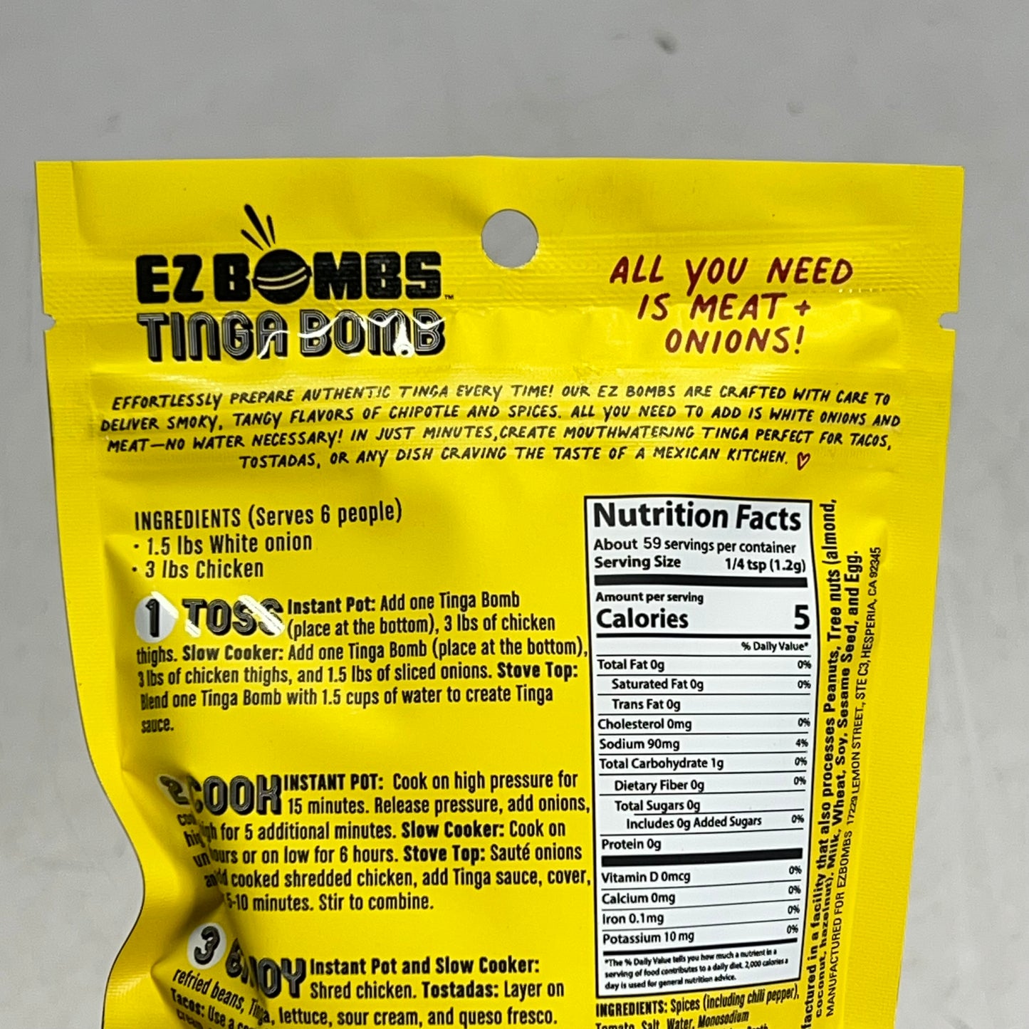 EZ BOMBS (3 PACK, 3 Each) Tinga Bomb Seasoning Authentic 2.5oz Red BB 09/27